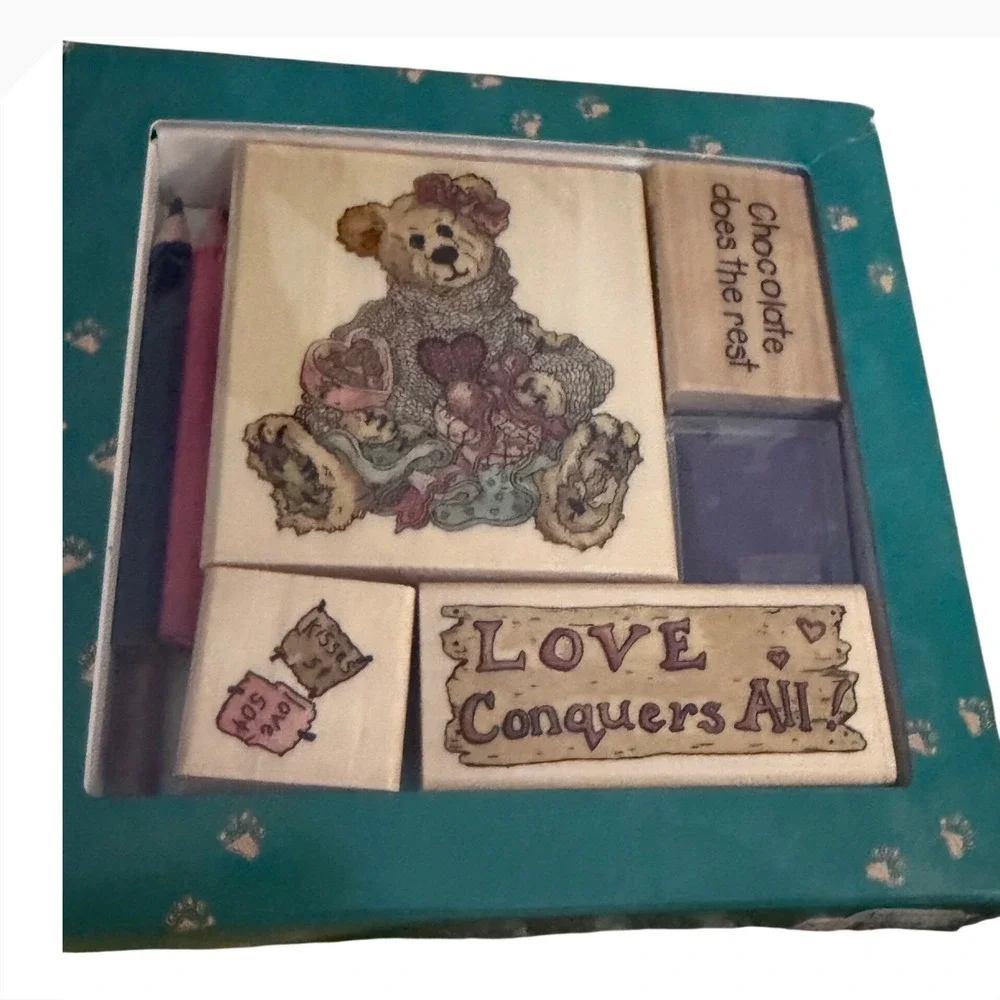 Boyds Bears Friends Bailey Hearts Desire Love Rubber Stamp Kit 1st Edition